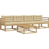 vidaXL Buiten bank set 4 st Wit en Beige