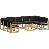 vidaXL Buiten bank set 10 st Wit en zwart