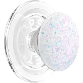 PopSockets , Smartphone PopGrip MagSafe Standaard en Selfie Functie Glittereffect, Wit