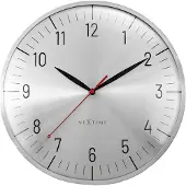 Nextime Wandklok 30,5cm-koepelglaslens-stil-zilver-aluminium-'Frankfurt'