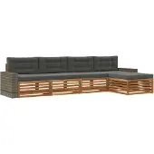 vidaXL Buiten bank set 5 st Natuurlijk en Antraciet Polyester