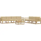 vidaXL Buiten bank set 7 st Wit en Beige