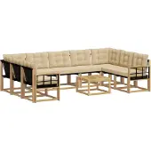 vidaXL Buiten bank set 10 st Wit en Beige