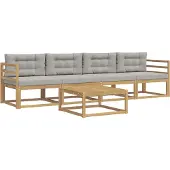 vidaXL Buiten bank set 4 st Wit en Lichtgrijs