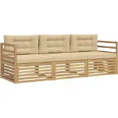 vidaXL Buiten bank set 3 st Wit en Beige Polyester