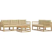 vidaXL Buiten bank set 6 st Wit en Beige