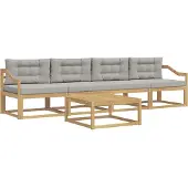 vidaXL Buiten bank set 4 st Wit en Lichtgrijs