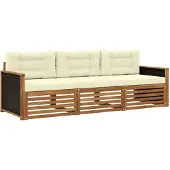 vidaXL Buiten bank set 3 st Natuurlijk en Crème Polyester