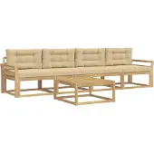 vidaXL Buiten bank set 4 st Wit en Beige