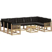 vidaXL Buiten bank set 10 st Wit en zwart