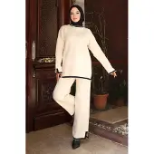 Turkishsouq Split Detailed Gebreide kleding Pak Wit