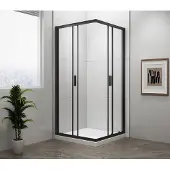 Polysan Easy Black Vierkante douchecabine 90x90cm, helder glas