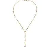 Elli - Halsketting - Y-Kette Synthetische Perle Weiß 925 Sterling Silber vergoldet - Dames