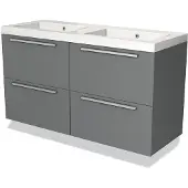 Maxaro Modulo Badkamermeubel met wastafel | 120 cm Middengrijs Vlak front Mineraalmarmer 4 lades