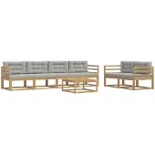 vidaXL Buiten bank set met kussen 6 pcs Wit en Lichtgrijs