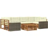vidaXL Buiten bank set 7 st Natuurlijk en Crème Polyester