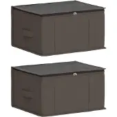 vidaXL Opbergdoos met transparant bovenraam 2 pcs Grijs Nonwoven stof