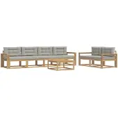 vidaXL Buiten bank set 6 st Wit en Lichtgrijs