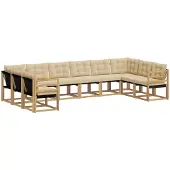 vidaXL Buiten bank set met kussen 10 pcs Wit en Beige