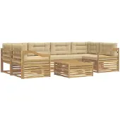 vidaXL Buiten bank set 7 st Wit en Beige Polyester
