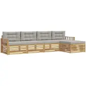 vidaXL Buiten bank set 5 st Wit en Lichtgrijs Polyester