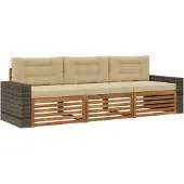 vidaXL Buiten bank set 3 st Natuurlijk en Beige Polyester