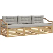vidaXL Buiten bank set 3 st Wit en Lichtgrijs Polyester