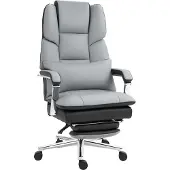 HOMCOM -Bürostuhl-Kunstleder, Schaumstoff-63L x 71B x 123-129H cm-Grau