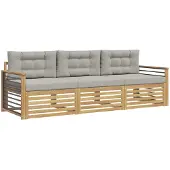 vidaXL Buiten bank set 3 st Wit en Lichtgrijs Polyester
