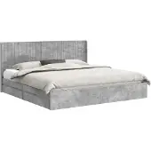 vidaXL Bedframe met opbergruimte en hoofdbord Betongrijs 200 x 200 cm