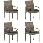 vidaXL Tuinstoelen 4 st Grijs en Donkergrijs Poly Rattan en Acacia