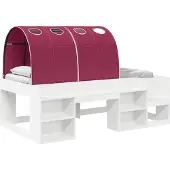 vidaXL Bed met Tunnel met plank 3 st Wit en Rood Bewerkt hout