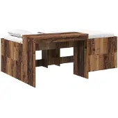 vidaXL Kinderhoogslaper met bureau Oud hout 75 x 190 cm Bewerkt hout