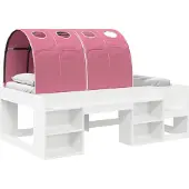 vidaXL Jeugdbed Frame Hoog met Opbergruimte 3 st Wit en Roze