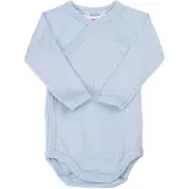 Joha baby romper - lange mouw - overslag wikkel - 100% merinowol - lichtblauw - maat 40