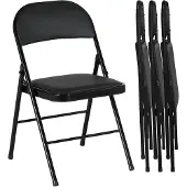 HOMCOM Folding Chair Stahl, Kunstleder 45L x 46B x 78H cm Schwarz