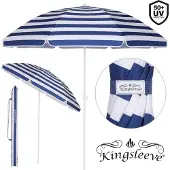 Kingsleeve Parasol Cyprus Blauw/Wit 180cm UV-bescherming 50+ Kantelfunctie