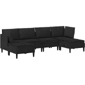 vidaXL Woonkamer Meubelset 6 st Zwart Stof