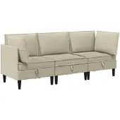 vidaXL Woonkamer Meubelset 3 st Zand Stof