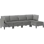 vidaXL Woonkamer Meubelset 5 st Donkergrijs Stof