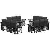 vidaXL Buiten bank set 12 st Zwart en Donker Grijs Polyester