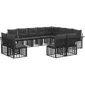 vidaXL Buiten bank set 12 st Zwart en Donker Grijs Polyester