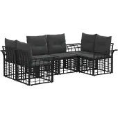 vidaXL Buiten bank set 6 st Zwart en Donker Grijs Polyester