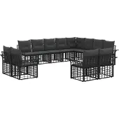 vidaXL Buiten bank set 12 st Zwart en Donker Grijs Polyester