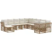 vidaXL Buiten bank set 11 st Natuurlijk en Crème Wit Polyester