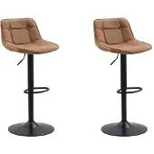 Dimehouse Set van 2 draaibare barkrukken industrieel Keston cognac