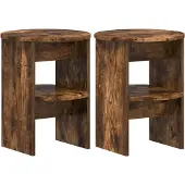 vidaXL Bijzetkast 2 st Gerookte Eik Ø40 x 50 cm Geconstrueerd hout