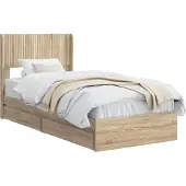vidaXL Bedframe met opbergruimte en hoofdbord Sonoma Eiken