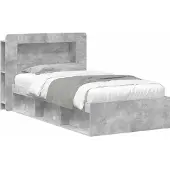 vidaXL - Bedombouw - met - opslag - Betongrijs - 90 - x - 200 - cm - Bewerkt - hout