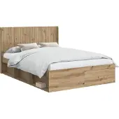 vidaXL Bedframe met opbergruimte en hoofdbord Artisanaal eiken